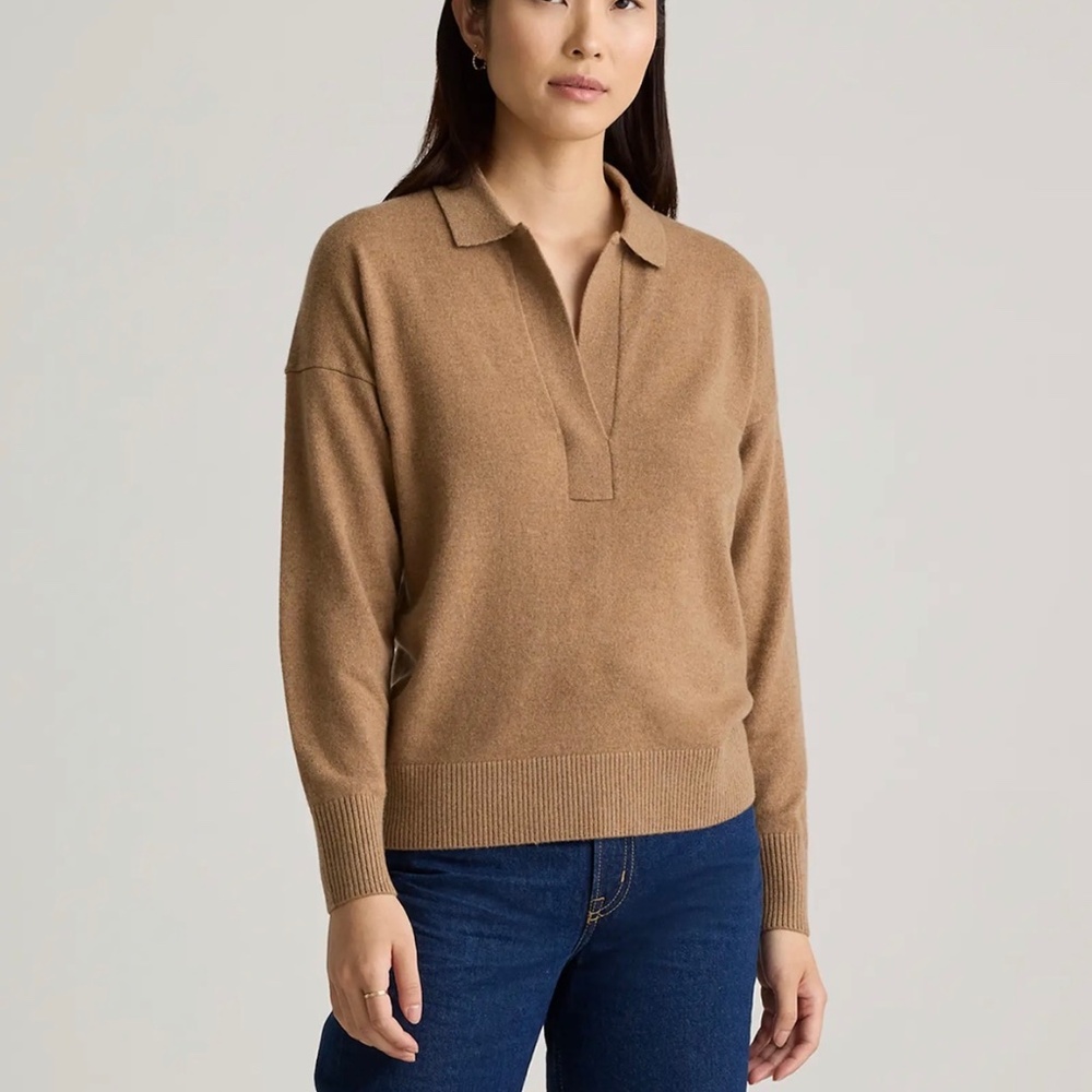 Quince Mongolian Cashmere Polo Sweater